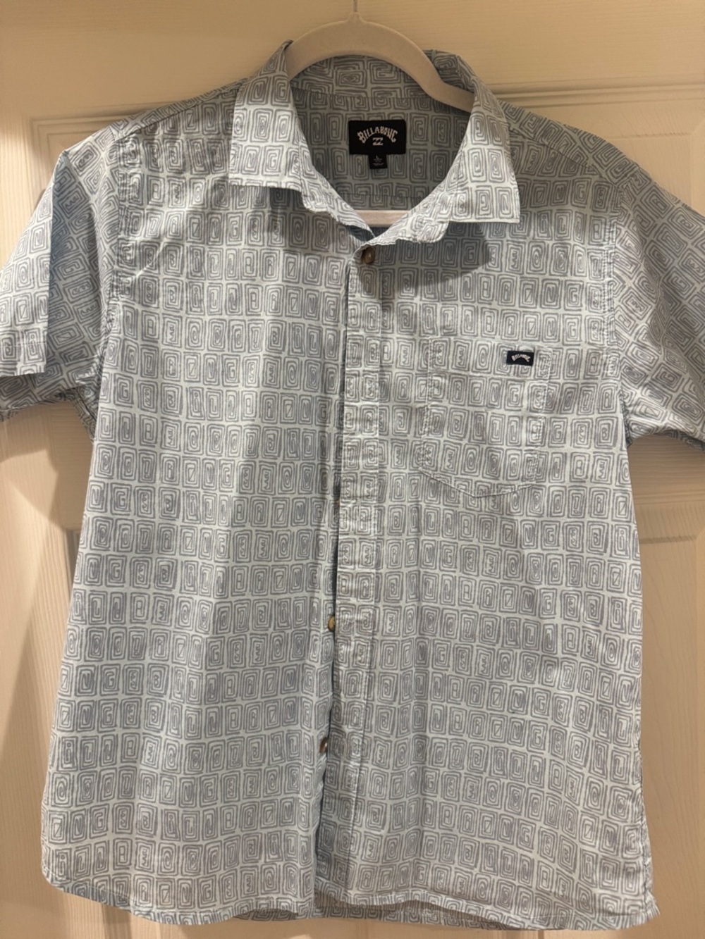 Billabong boys Light Blue Geo Print Short Sleeve Shirt